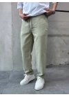 Yeşil Pamuklu Keten Pantalon