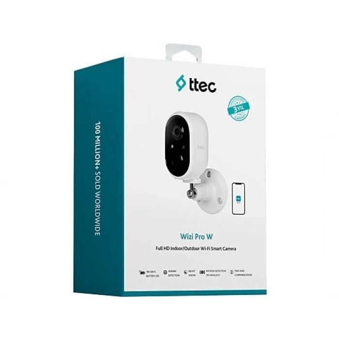 TTEC 2AGK05  Wizi Pro W Full HD İç/Dış Mekan Bataryalı Wi-Fi Akıllı Kamera