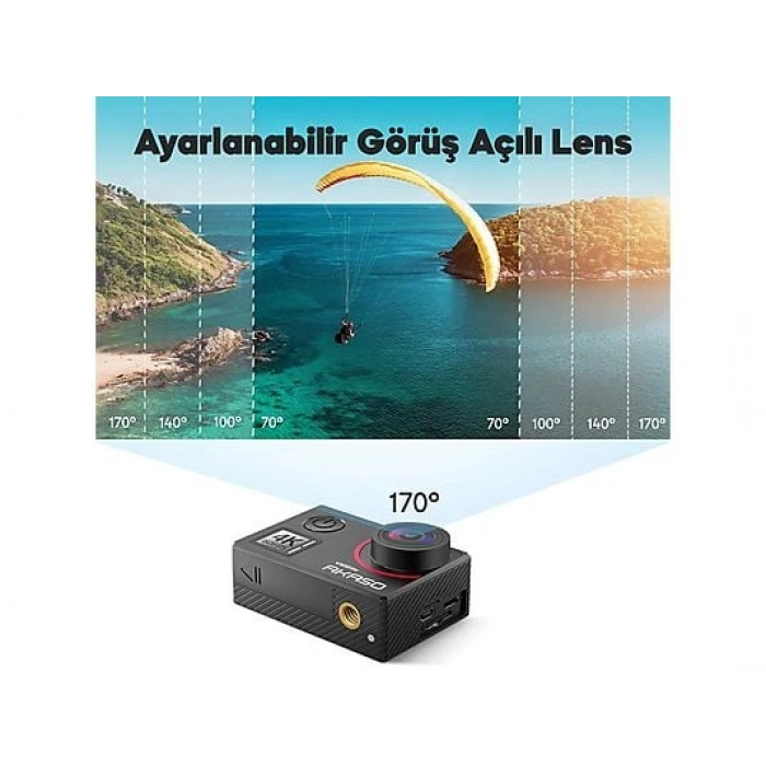 AKASO V50 Elite 4K/60FPS 20MP Wi-Fi Aksiyon Kamera ve Aksesuar Seti Siyah