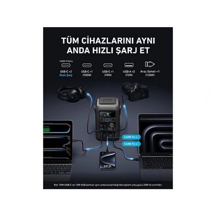 ANKER Solix C300X DC 288Wh I 300W Taşınabilir Güç Kaynağı - A1728