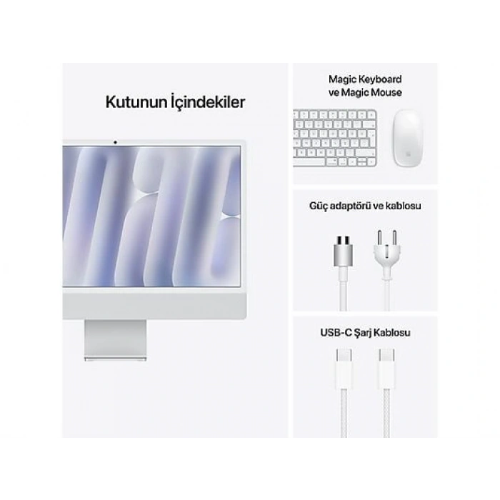 APPLE 24-inch iMac with Retina 4.5K display: Apple M4 chip with 10‑core CPU and 10‑core GPU, 16GB, 512GB SSD - Gümüş