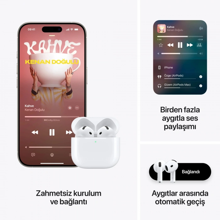 APPLE Airpods 4 Aktif Gürültü Engelleme Özellikli Bluetooth Kulak İçi Kulaklık MXP93TU/A