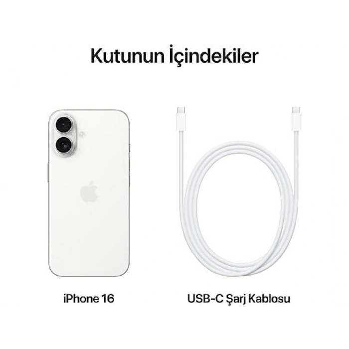 APPLE iPhone 16 128GB Akıllı Telefon Beyaz MYE93TU/A