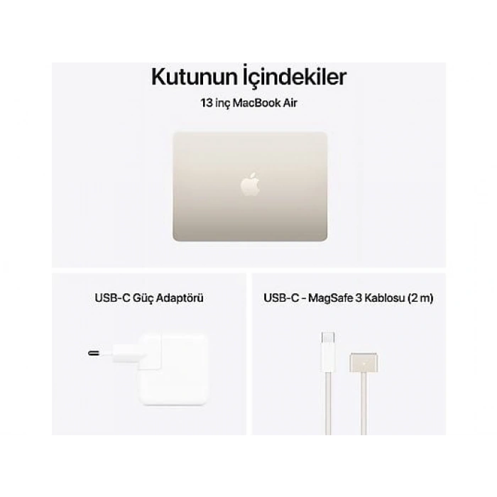 APPLE MacBook Air/Apple M4 İşlemci (10 Çekirdek CPU-10 Çekirdek GPU)/24GB RAM/512GB SSD/13.6/Starlight MC6A4TU/A