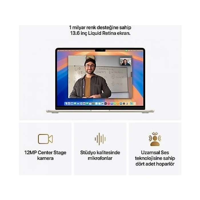 APPLE MacBook Air/Apple M4 İşlemci (10 Çekirdek CPU-10 Çekirdek GPU)/24GB RAM/512GB SSD/13.6/Starlight MC6A4TU/A