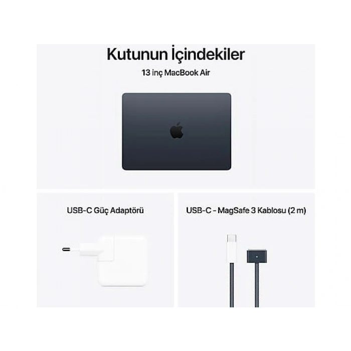 APPLE MC6C4TU/A/MacBook Air/Apple M4 İşlemci (10 Çekirdek CPU-10 Çekirdek GPU)/24GB RAM/512GB SSD/13.6/Midnight