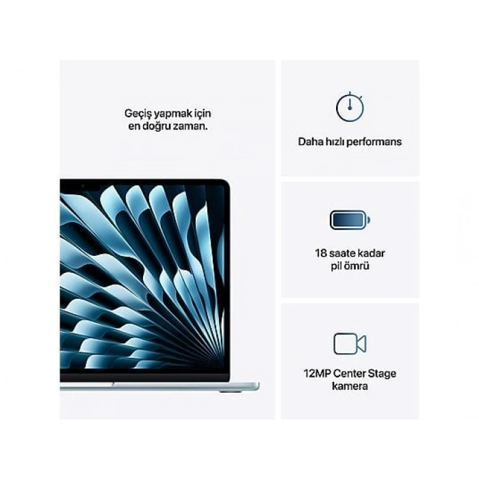 APPLE MC6U4TU/A/MacBook Air/Apple M4 İşlemci (10 Çekirdek CPU-10 Çekirdek GPU)/16GB RAM/512GB SSD/13.6/Sky Blue