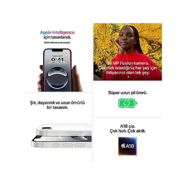 APPLE MD1W4TU/A iPhone 16e 8/256GB Akıllı Telefon Beyaz