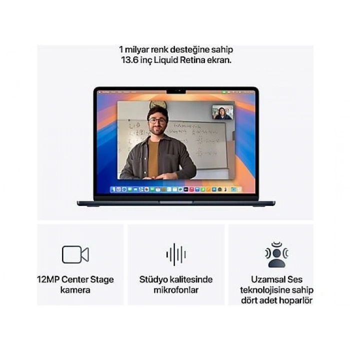 APPLE MW133TU/A/MacBook Air/Apple M4 İşlemci (10 Çekirdek CPU-10 Çekirdek GPU)/16GB RAM/512GB SSD/13.6/ Gece Yarısı