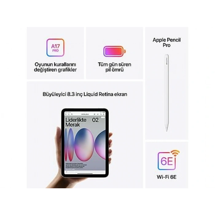 APPLE MXN73TU/A iPad Mini 7 128 GB Wifi Tablet Mavi