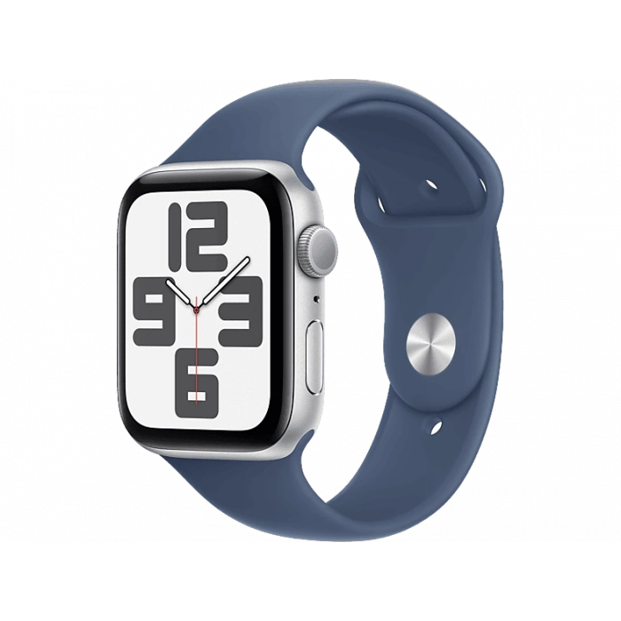 APPLE Watch SE GPS 44mm Silver Aluminium Case with Denim Sport Band - M/L
