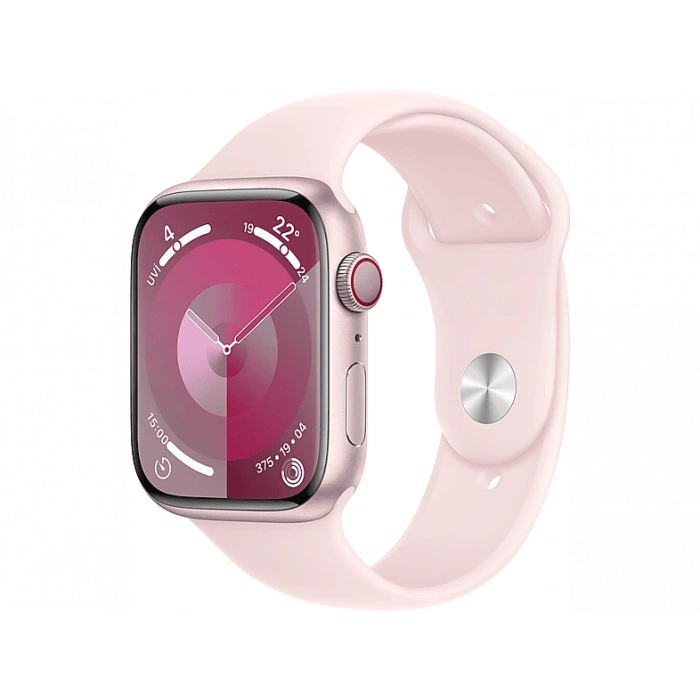 APPLE Watch Series 9 GPS + Cellular MRMK3TU/A  45 mm Pembe Alüminyum Kasa ve Uçuk Pembe Spor Kordon - S/M