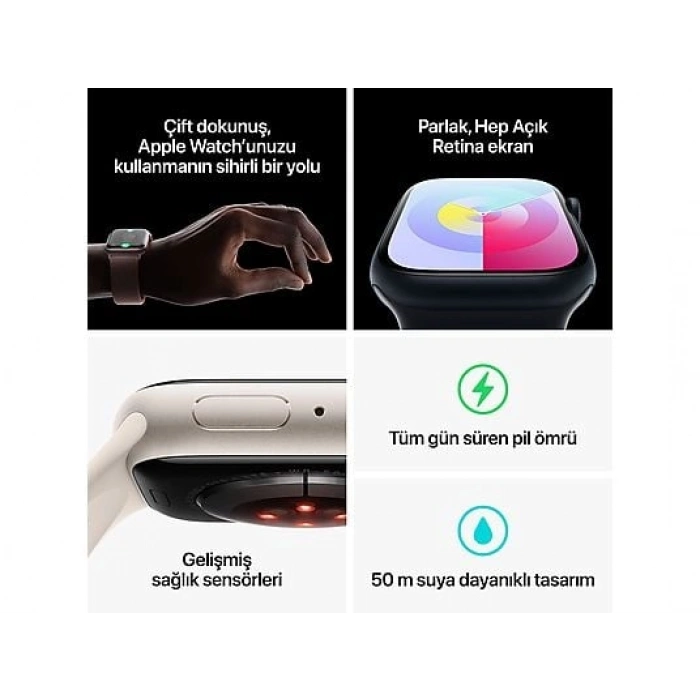 APPLE Watch Series 9 GPS + Cellular MRMK3TU/A  45 mm Pembe Alüminyum Kasa ve Uçuk Pembe Spor Kordon - S/M
