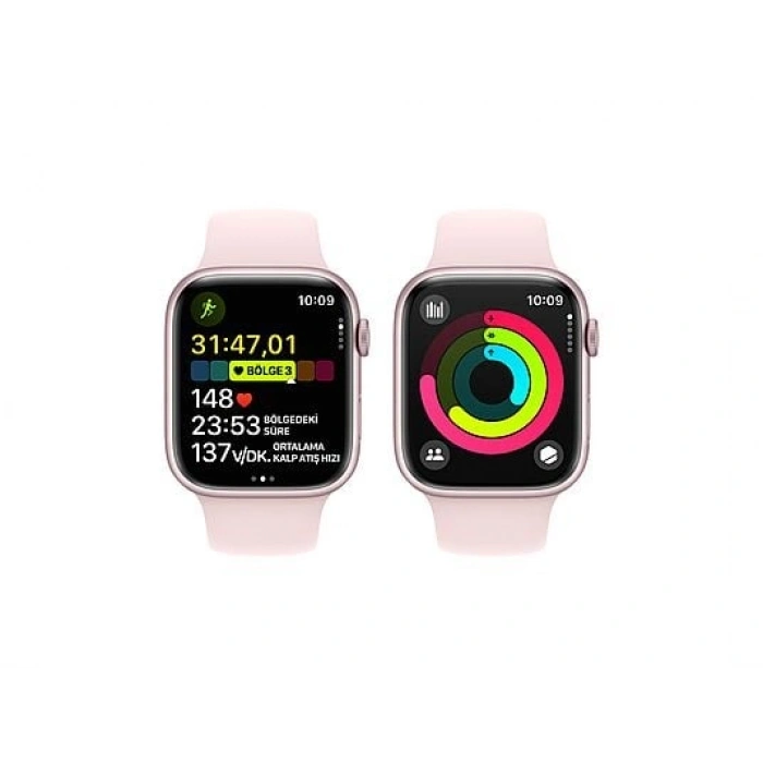 APPLE Watch Series 9 GPS + Cellular MRMK3TU/A  45 mm Pembe Alüminyum Kasa ve Uçuk Pembe Spor Kordon - S/M