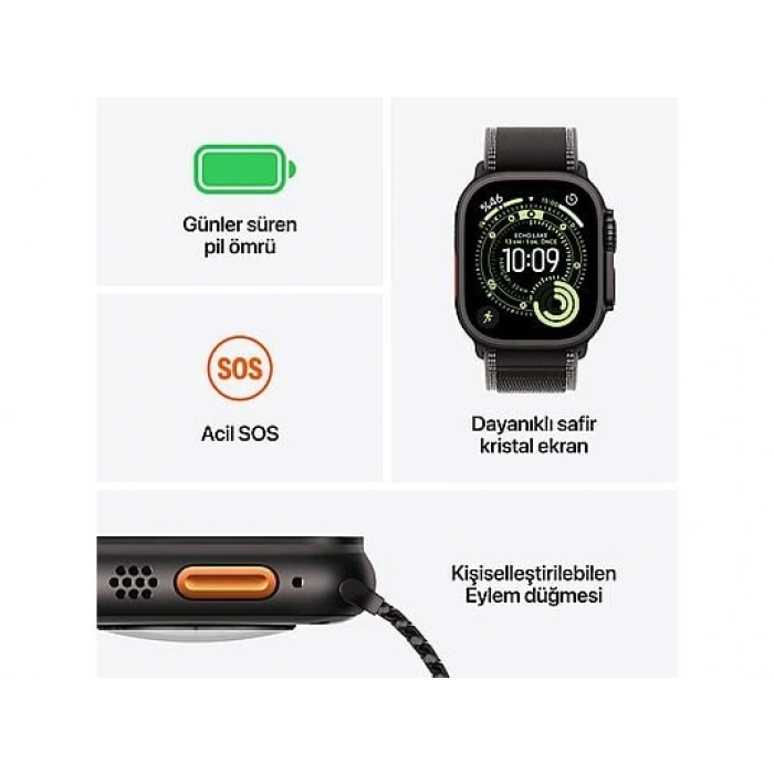 APPLE Watch Ultra 3 GPS + Cellular 49mm Black Titanium Case with Black/Charcoal Trail Loop - S/M   MF1D4TU/A