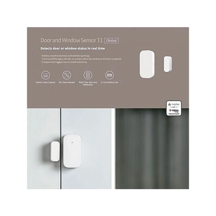 AQARA V2 DW-S03D Apple Home Destekli Akıllı Kapı ve Pencere T1 Sensör