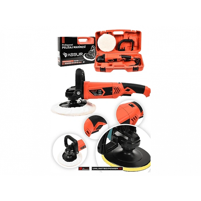 ASSUR 1200 W Devir Ayarlı 6 Kademeli 180 mm Pasta Cila Polisaj Makinesi