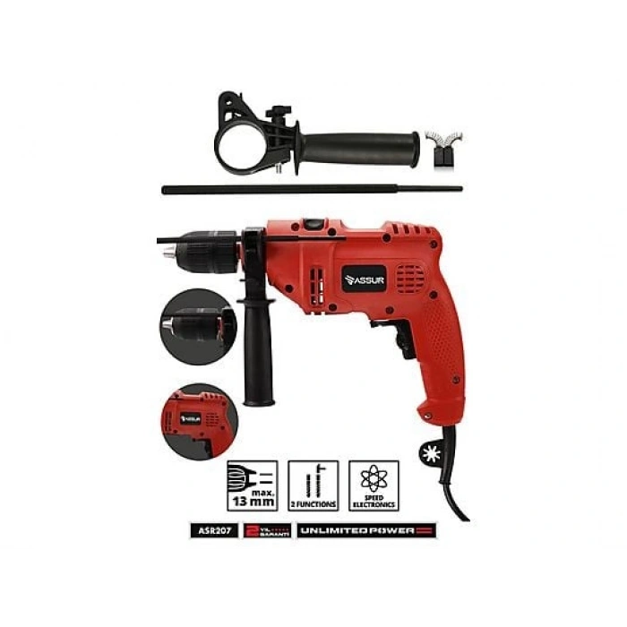 ASSUR 500 W Darbeli Metal Şanzıman 13 mm Elektrikli Matkap