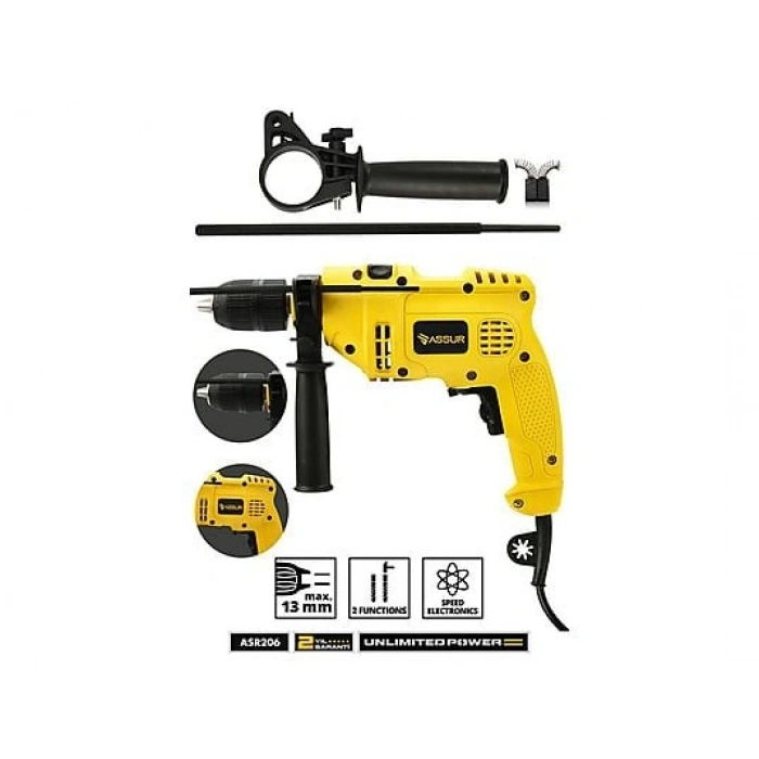 ASSUR 500 W Darbeli Metal Şanzıman 13 mm Elektrikli Matkap