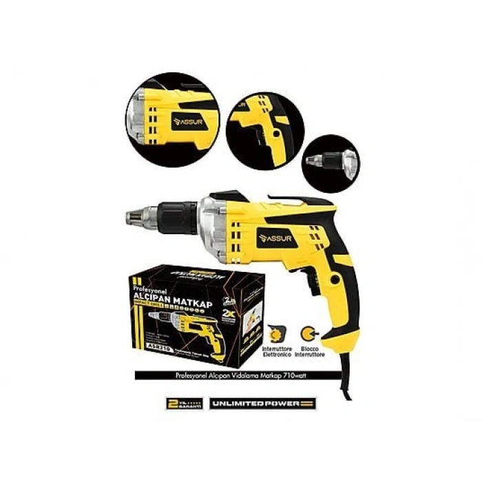 ASSUR 710 W 90 NM Alçıpan Vidalama Tabancası Elektrikli Matkap