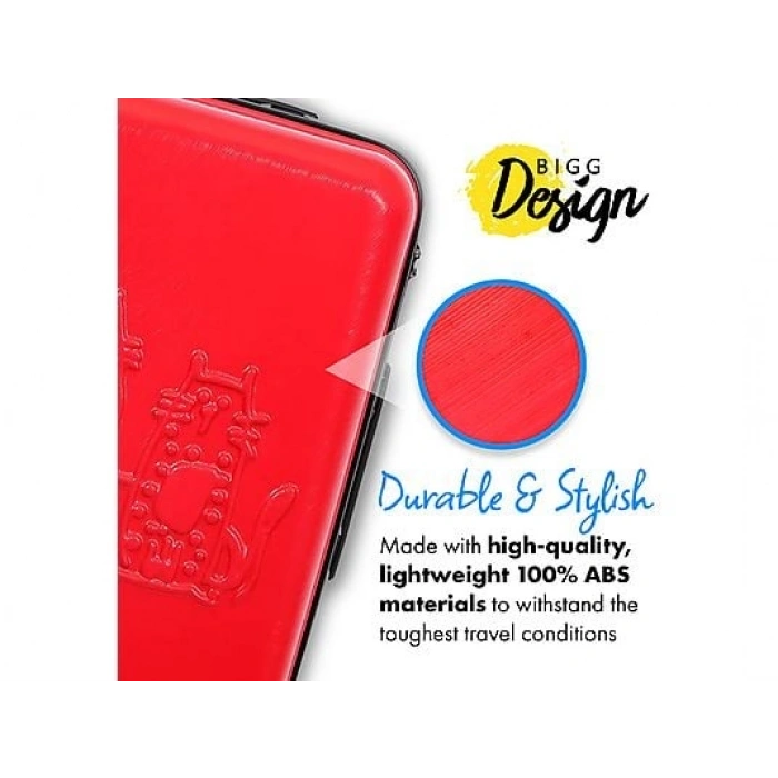 BIGGDESIGN Cats Şifreli Kilit ABS 3lü Valiz Seti Kırmızı