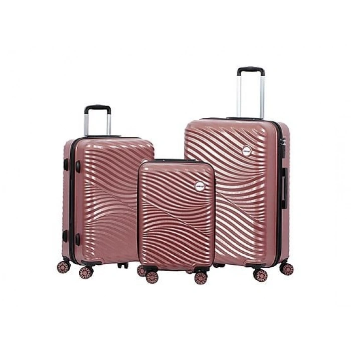 BIGGDESIGN Moods Up Şifreli Kilit ABS 3lü Valiz Seti Rosegold