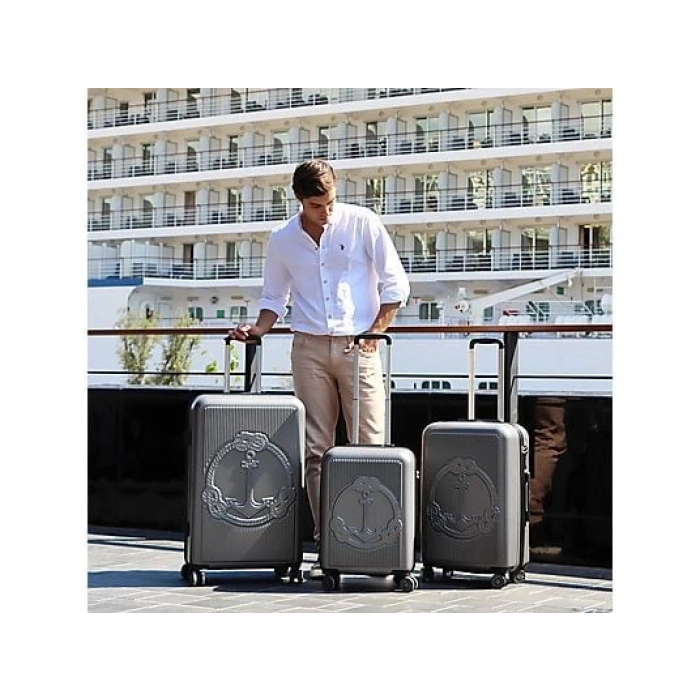 BIGGDESIGN Ocean Şifreli Kilit ABS 3lü Valiz Seti Gri