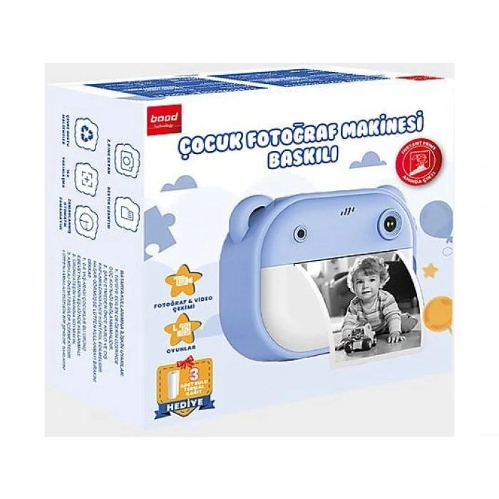 BOOD Baskılı Çocuk Fotoğraf Makinesi Mavi