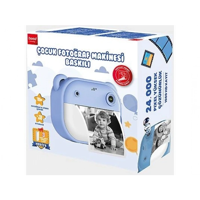 BOOD Baskılı Çocuk Fotoğraf Makinesi Mavi