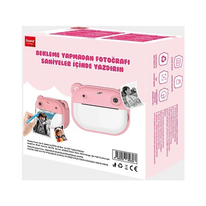 BOOD Baskılı Çocuk Fotoğraf Makinesi Pembe