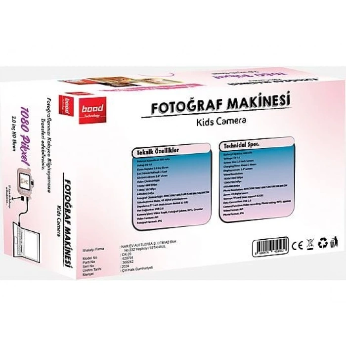 BOOD Çocuk Fotoğraf Makinesi Neon 011 Pembe