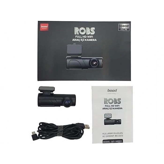 BOOD Robs Full HD 1080P WiFi 140 ° Görüş Açışı Gece Görüşlü Araç İçi Kamera