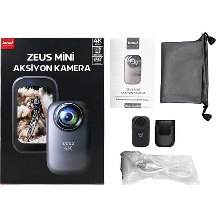 BOOD Zeus 4K Dahili Mikrofonlu  Mini Aksiyon Kamera