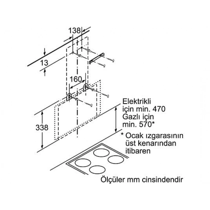 BOSCH DWK65AJ80R Ankastre Davlumbaz