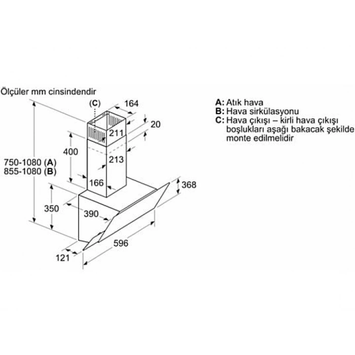 BOSCH DWK65AJ80R Ankastre Davlumbaz