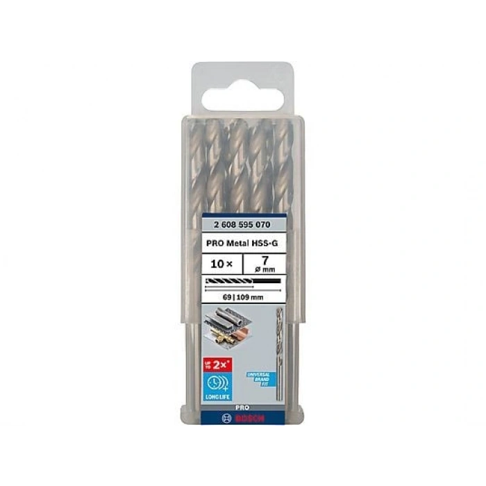 BOSCH HSS Taşlanmış Spiral 7*109 mm 10lu Paket Metal Delme Ucu