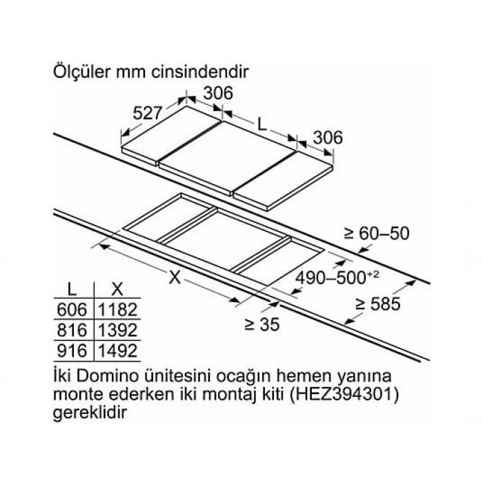 BOSCH PRB3A6B70 Ankastre  Gazlı Domino Ocak