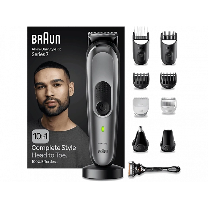 BRAUN MGK7420 Series 7 10’u 1 Arada Erkek Bakım Kiti Siyah Gümüş