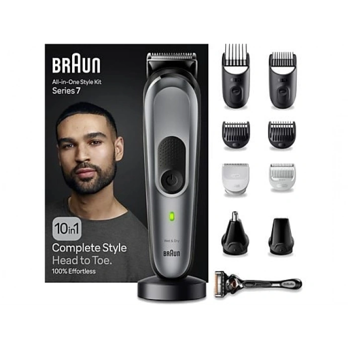 BRAUN MGK7420 Series 7 10’u 1 Arada Erkek Bakım Kiti Siyah Gümüş