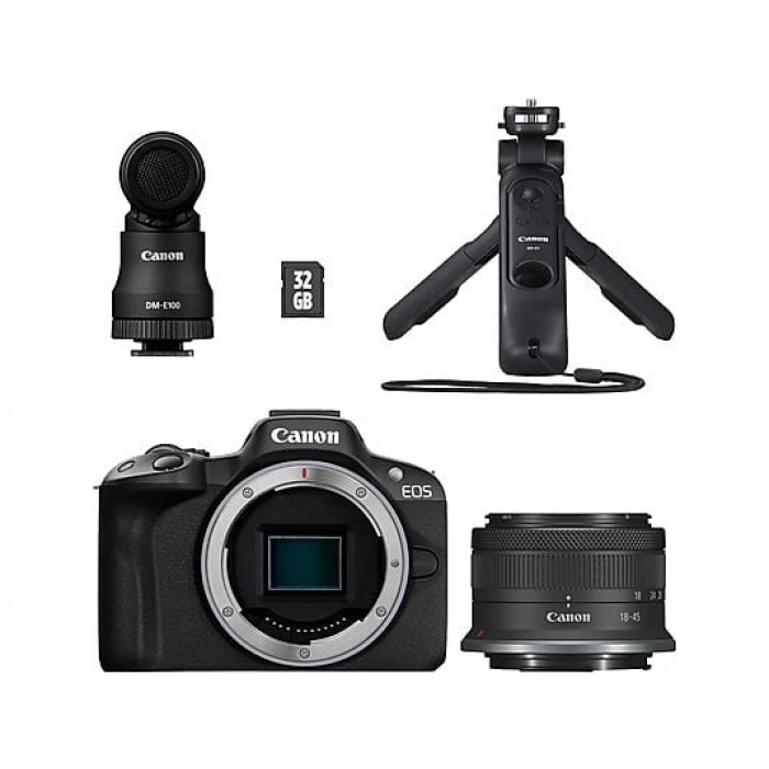 CANON EOS R50 + RF-S 18-45mm IS Creator Kit Fotoğraf Makinesi Siyah