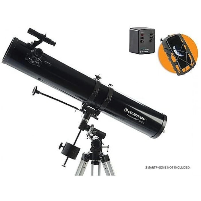 CELESTRON Powerseeker 114 EQ Ay Takip Motoru ve Telefon Adaptör Hediyeli Teleskop Siyah