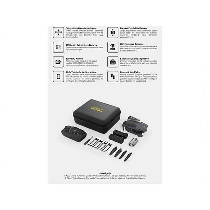 CORBY CX022-2B Zoom Pro Ultimate Çift Bataryalı 720P Smart Drone