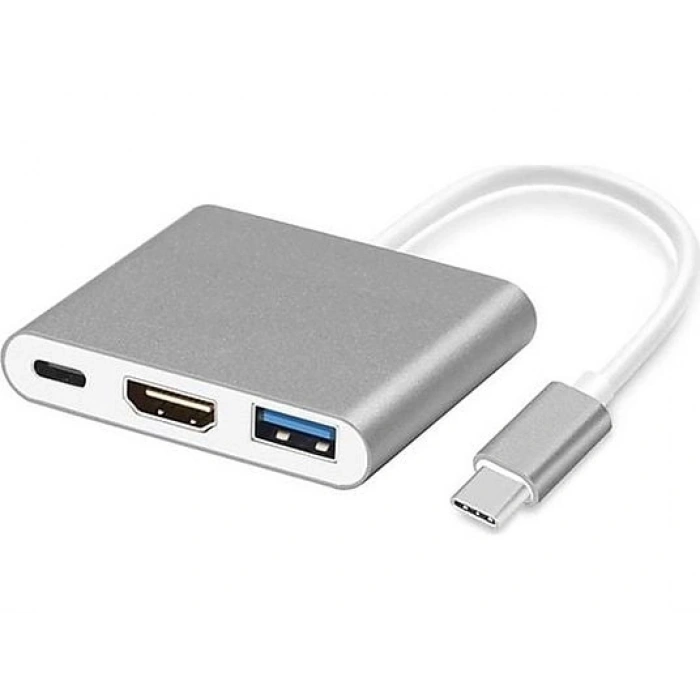 DAYTONA FC01 3 in 1 Type C HDMI USB Multi Adaptör Silver