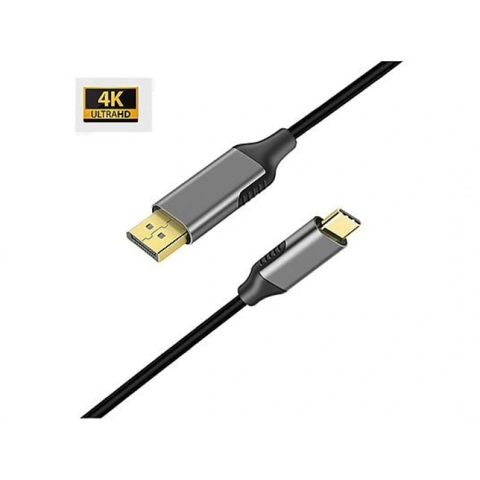 DAYTONA K-01E Type-C To Display Port Dp 4K HD 1.8m Görüntü Aktarım Kablosu Gri
