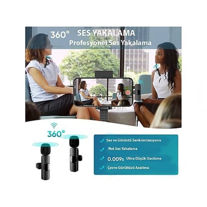 DAYTONA K9 Type-C Wireless Yaka Mikrofonu