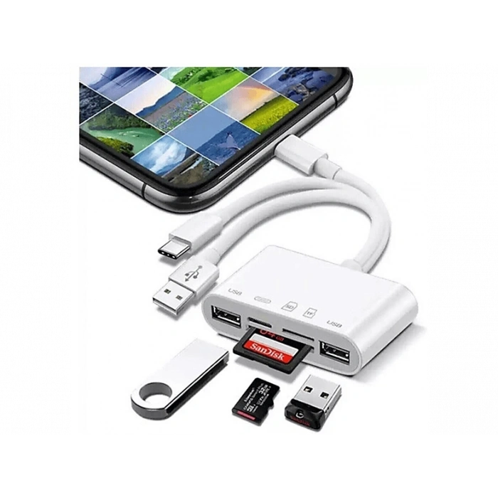 DAYTONA NK1032 Pro Type-C Lightning Usb-A To 2x Usb3.0 Sd Tf Pd Kart Okuyucu Çevirici Hub Adaptör