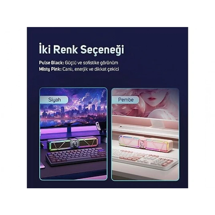 DIVOOM D-Base 30W RGB Işıklı Çift Portlu 35W Hızlı Şarj Masaüstü Gaming Bluetooth Hoparlör Pembe