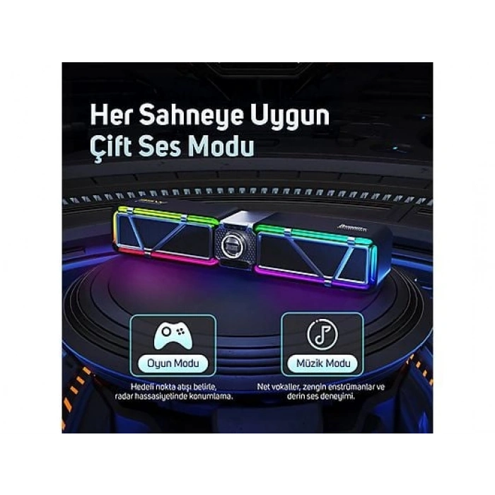 DIVOOM D-Base 30W Rgb Işıklı Çift Portlu 35W Hızlı Şarj Masaüstü Gaming Bluetooth Hoparlör Siyah