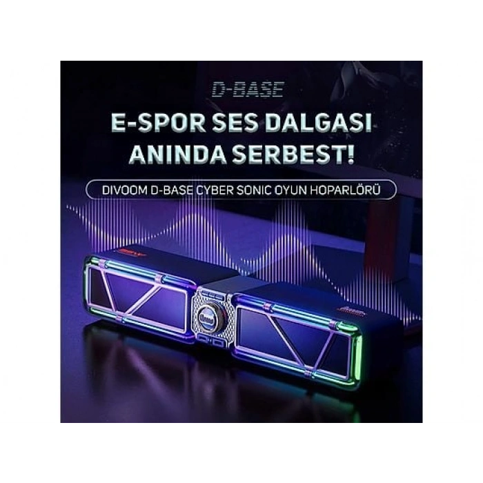 DIVOOM D-Base 30W Rgb Işıklı Çift Portlu 35W Hızlı Şarj Masaüstü Gaming Bluetooth Hoparlör Siyah