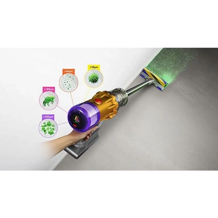 DYSON V12 Detect Slim Absolute Kablosuz Şarjlı Dikey Süpürge Sarı Nikel